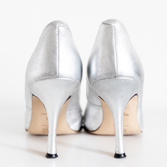 Silver peep toe pumps - size 36 / US6 - Picture 7 of 8